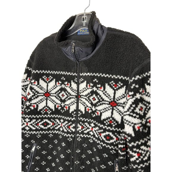 Polo Ralph Lauren Men's Pile Fleece Zip Up Jacket Nordic Print Size Large - Picture 2 of 10